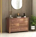 Sideboard Storage Cabinet with 8 Drawers Shelf Tv Unit Side Board for Livingroom Bedroom Office Home (Honey Finish)