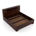Bed with Headboard & Box Storage - Handcrafted Wooden Bed for Bedroom - Ideal for Home (Flyding Diamond Walnut, King) - Image 8