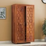 2 Door Wardrobe for Bedroom | Wooden Two Door Almirah for Home | Cupboard Organiser | Clothes Organizer (Honey)