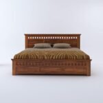 Kuber King Size Bed with Box Storage for Bedroom Living Room Wooden Double Bed Palang (Natural Finish) - Image 8
