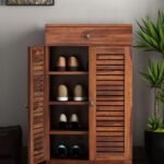 Shoe Storage Cabinet for Home, Shoe Rack with Seat & Door, Shoe Organizer, Shoe Rack for Home, Honey Matte Finish