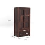 Cupboard for Clothes | sheesham Wood Wardrobe with 1 Drawwer Storage | Solid Wood Large Cupboard Storage Cabinet Natural Colour Finish (Asian) - Image 2
