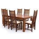 Dining Table 6 Seater with Chairs for Dining Room Dining Table 6 Seater Set (Brown, Natural Honey Finish) - Image 2
