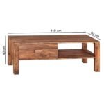 1 DARAJ Coffee Table for Living Room, Centre Table with Drawer & Shelf Storage, Sheesham Wood, Light Honey - Image 2