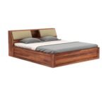King Size Bed with Box Storage Wooden Double Bed Cot Bed Furniture for Bedroom Living Room Home (Honey Finish) - Image 4