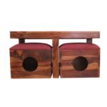Card Holo Coffee Table Set with 4 Stools, Sheesham Wood, 80x80x43 cms - Image 10