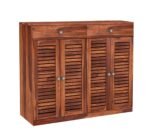 Shoerack Honey, Shoe Storage Cabinet for Home, Shoe Rack with Seat & Door, Shoe Organizer, Shoe Rack for Home, Honey Matte Finish - Image 6
