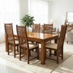 Dining Table 6 Seater with Chairs for Dining Room Dining Table 6 Seater Set (Brown, Natural Honey Finish)