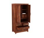 Wardrobe for Cloths Storage | Sheesham Wood Wardrobe for Bedroom & Home | Solid Wood Almirah for Storage (Honey Finish) - Image 4