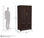 Wardrobe for Cloths Storage | Sheesham Wood Wardrobe for Bedroom & Home | Solid Wood Almirah for Storage (Walnut Finish) - Image 2