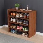 Shoe Rack for Home, Chappal Slippers Organizer Stand I 4-Tier I Color-Walnut I Finish-Suede DIY - Image 6