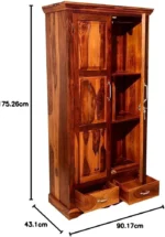 Solid Sheesham Wood 2 Door 2 Drawers Almirah/wardrobe/cupboard - Image 3