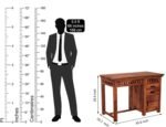 Adolph Study Table with Pull Out Drawers and Cabinet (Honey Finish) - Image 3