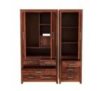 3 Door Wardrobe Set for Bedroom | Designer Carved Drawers & Spacious Shelves | Solid Wood Almirah with Natural Finish & Hanging Storage (Honey Finish) - Image 3