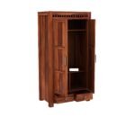 Wardrobe for Cloths Storage | Solid Sheesham Wood Almirah for Bedroom | Wooden Two Door Almirah for Home with 2 Drawers & Multiple Utility Storage | Cupboard Organiser (Teak Finish) - Image 5