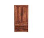 Wardrobe for Cloths Storage | Sheesham Wood Wardrobe for Bedroom & Home | Solid Wood Almirah for Storage (Honey Finish) - Image 6