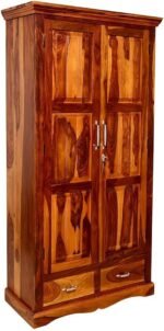 Solid Sheesham Wood 2 Door 2 Drawers Almirah/wardrobe/cupboard - Image 4