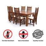 Dining Table 6 Seater with Chairs for Dining Room Dining Table 6 Seater Set (Brown, Natural Honey Finish) - Image 5