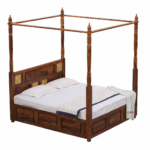 THAPA 4 POSTER Wood King Size Bed with Box Storage for Bedroom - Wooden King Size Cot Double Bed Diwan Cot for Living Room Home Decor Furniture - Image 3