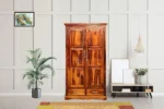 Solid Sheesham Wood 2 Door 2 Drawers Almirah/wardrobe/cupboard - Image 2