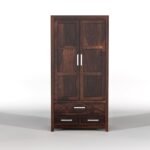 Cupboard for Clothes | sheesham Wood Wardrobe with 1 Drawwer Storage | Solid Wood Large Cupboard Storage Cabinet Natural Colour Finish (Asian) - Image 3