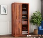 Wardrobe with Shelf Storage Bedroom Living Room Home Almirah for Clothes Wooden Furniture (Natural Finish)