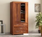 Wardrobe for Cloths Storage | Sheesham Wood Wardrobe for Bedroom & Home | Solid Wood Almirah for Storage (Honey Finish)