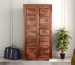 Wardrobe for Clothes | Sheesham Wood 2-Door Wardrobe with 6 Shelves Storage | Solid Wood Large Cupboard Almirah: Storage Cabinet for Your Living Room/Bedroom (Honey Finish) - Image 5