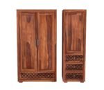 Wardrobe for Clothes Storage | Sheesham Wood 6-Drawer Wardrobe with 8 Shelves Storage | Solid Wood Large Cupboard Almirah Storage Cabinet for Your Living/Bedroom (Teak Finish) - Image 7