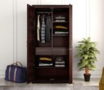 Armania Dual Storage Wardrobe with Door and Drawer for Bedroom Living Room Home Almirah for Clothes Wooden Furniture (Walnut Finish) - Image 6