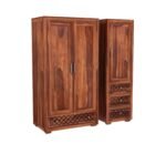 Wardrobe for Clothes Storage | Sheesham Wood 6-Drawer Wardrobe with 8 Shelves Storage | Solid Wood Large Cupboard Almirah Storage Cabinet for Your Living/Bedroom (Teak Finish) - Image 5