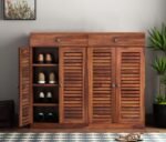 Shoerack Honey, Shoe Storage Cabinet for Home, Shoe Rack with Seat & Door, Shoe Organizer, Shoe Rack for Home, Honey Matte Finish