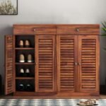 Shoerack Honey, Shoe Storage Cabinet for Home, Shoe Rack with Seat & Door, Shoe Organizer, Shoe Rack for Home, Honey Matte Finish