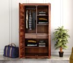 Wardrobe for Clothes | Sheesham Wood 2-Door Wardrobe with 6 Shelves Storage | Solid Wood Large Cupboard Almirah: Storage Cabinet for Your Living Room/Bedroom (Honey Finish) - Image 6
