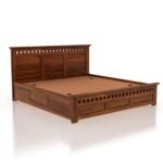 Kuber King Size Bed with Box Storage for Bedroom Living Room Wooden Double Bed Palang (Natural Finish) - Image 4