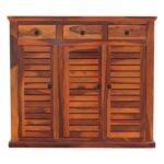 Shoe Cabinet for Home | Wooden Shoes Rack with 3 Drawer & 3 Door Cabinet Storage | Shoe Organizer | Shoe Stand for Entryway | Rosewood, Honey Finish - Image 5