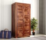 Wardrobe for Clothes | Sheesham Wood 2-Door Wardrobe with 6 Shelves Storage | Solid Wood Large Cupboard Almirah: Storage Cabinet for Your Living Room/Bedroom (Honey Finish)
