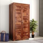 Wardrobe for Clothes | Sheesham Wood 2-Door Wardrobe with 6 Shelves Storage | Solid Wood Large Cupboard Almirah: Storage Cabinet for Your Living Room/Bedroom (Honey Finish)