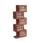 Wood Bookshelf  Unique Zig-Zag Design with Decorative Tiled Doors for Modern Storage & Display ? Stylish Wooden Bookcase for Living Room,Office, Study - Image 6