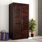 Armania Dual Storage Wardrobe with Door and Drawer for Bedroom Living Room Home Almirah for Clothes Wooden Furniture (Walnut Finish)