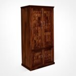 Almirah/Wardrobe/Cabinet/Cupboard/Bookshelf with Four Doors with Diamond Cut Design, Pre-Assembled (Natural Honey Oak) - Image 4
