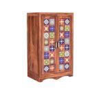 2 Door Wardrobe Organizer for Storage with 1 Shelves Storage & Hanging Space - Sheesham Wood Cupboard for Bedroom - Wooden Almirah Organizer for Clothes Storage - Image 7