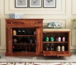 Shoe Storage Cabinet for Home, Shoe Rack with Seat & Door, Shoe Organizer, Shoe Rack for Home, Honey Matte Finish - Image 5