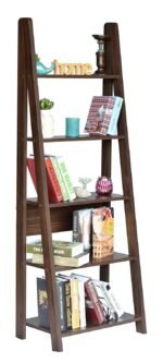 Wood Ladder Book Shelf and Display Unit (Walnut, Matte Finish) - Image 8
