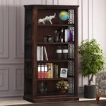 Bookshelf | Book Shelf Cabinet for Home & Office Living Room Furniture, Walnut Finish | Pre Assembled Bookshelf