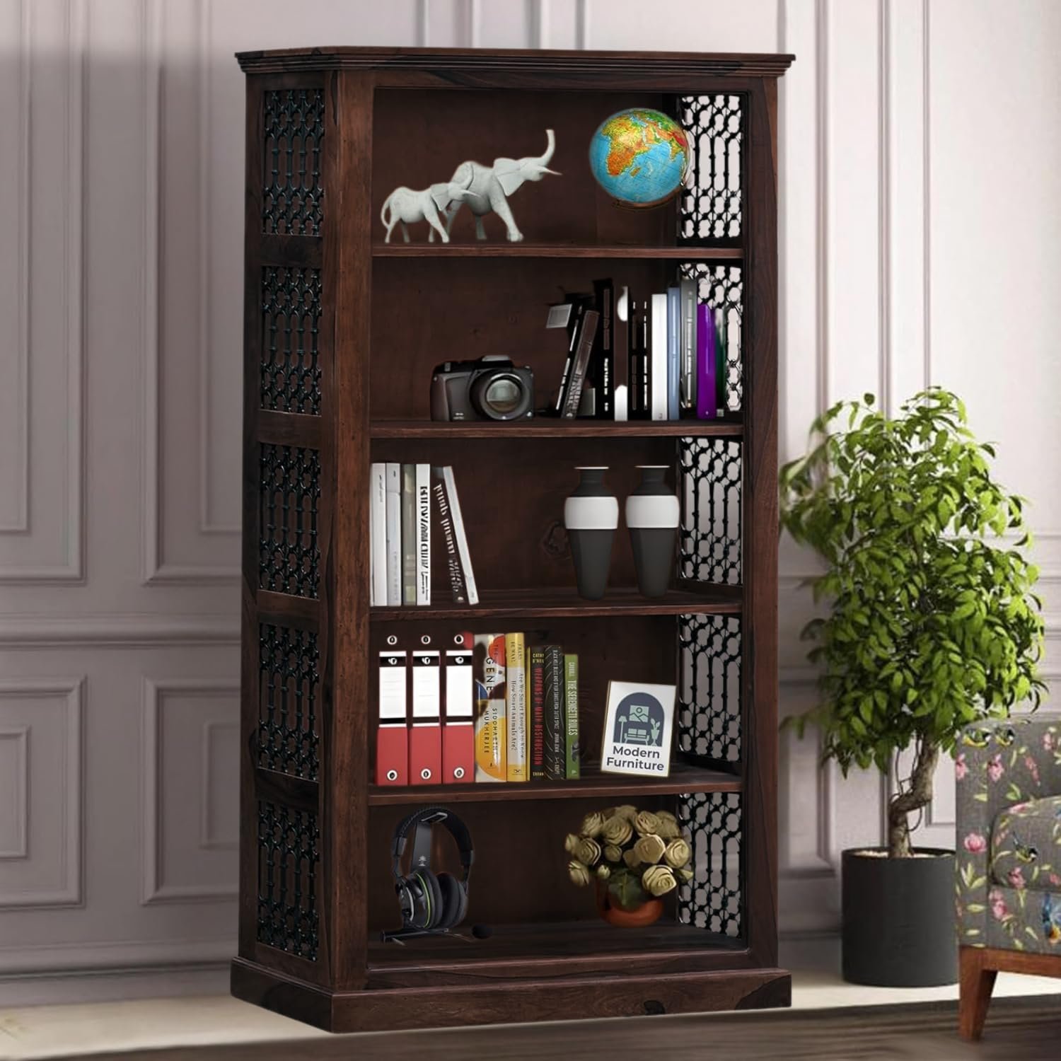 71f1A-uC4yL._SL1500_ Bookshelf | Book Shelf Cabinet for Home & Office Living Room Furniture, Walnut Finish | Pre Assembled Bookshelf - Image 1