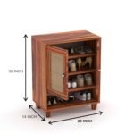 3-Shelf Shoe Rack Organizer for Hallway & Entryway Storage | Sheesham Wood Storage Unit for Shoes & Accessories (Honey Finish) - Image 4