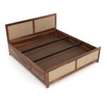 King Size Bed with Storage for Bedroom Living Room Hall | Wooden Double Bed Cot Palang for Home Hotel (Vintage) (Honey1, King) - Image 5