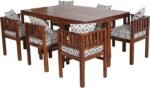 JAPANI HIGHT Space Saving Dining Table 6 Seater | Six Seater Dinning Table with 6 Invisible Cushioned Chairs for Home | Rosewood, Natural Brown Finish, Self Assembly Required - Image 2