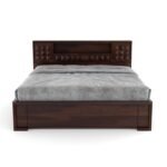 Bed with Headboard & Box Storage - Handcrafted Wooden Bed for Bedroom - Ideal for Home (Flyding Diamond Walnut, King) - Image 3